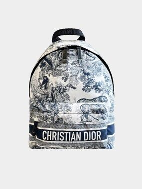 Dior Toile de Jouy Mini Backpack in Navy and White